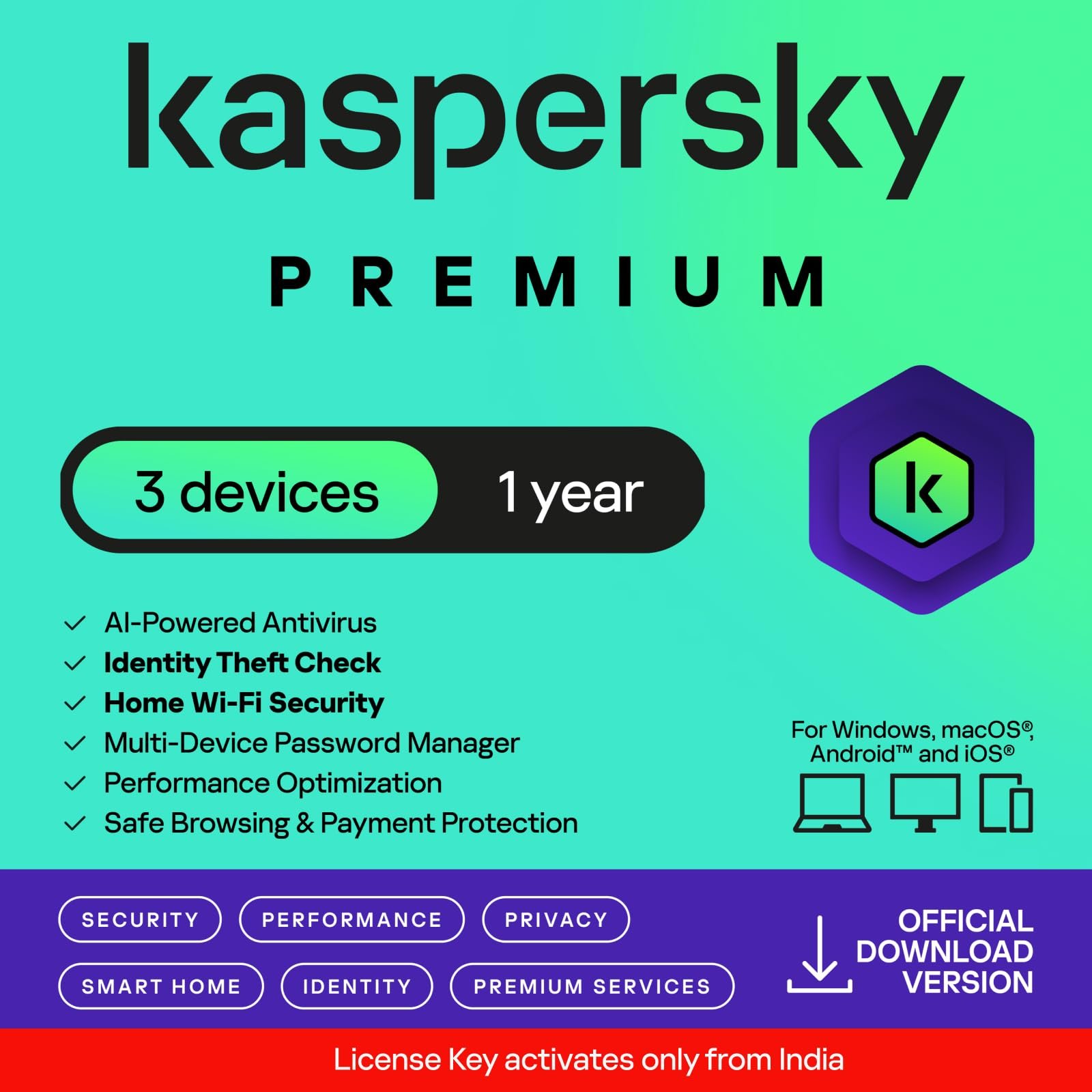 Kaspersky | Premium – Total Security (Ultimate Security) | 3 Devices | 1 Year | Email Delivery in 1 Hour – No CD