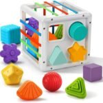 Cable World Montessori Toy for 1 Kids, Sensory Toys Shape Sorter, Baby Blocks Colorful Textured Balls Sorting Games, Montessori Learning Activity for Fine Motor Skills,Baby Toys 1 Year Old