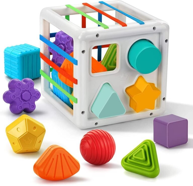 Cable World Montessori Toy for 1 Kids, Sensory Toys Shape Sorter, Baby Blocks Colorful Textured Balls Sorting Games, Montessori Learning Activity for Fine Motor Skills,Baby Toys 1 Year Old