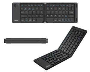 Acer MiniFold Foldable Bluetooth Keyboard, Ultra Portable 66-Key Wireless Keyboard, Bluetooth 5.0, Rechargeable Battery, Type-C Charging, 150mAh Battery, for Windows, Android, iOS, Tablets & Laptops