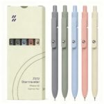 FIOVER Gel Pens, 5pcs 0.5mm Quick Dry Black Ink Fine Point Smooth Writing Pens High-End Series Ballpoint for Office School Supplies