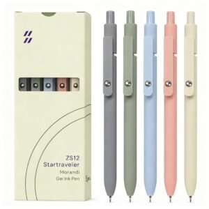 FIOVER Gel Pens, 5pcs 0.5mm Quick Dry Black Ink Fine Point Smooth Writing Pens High-End Series Ballpoint for Office School Supplies