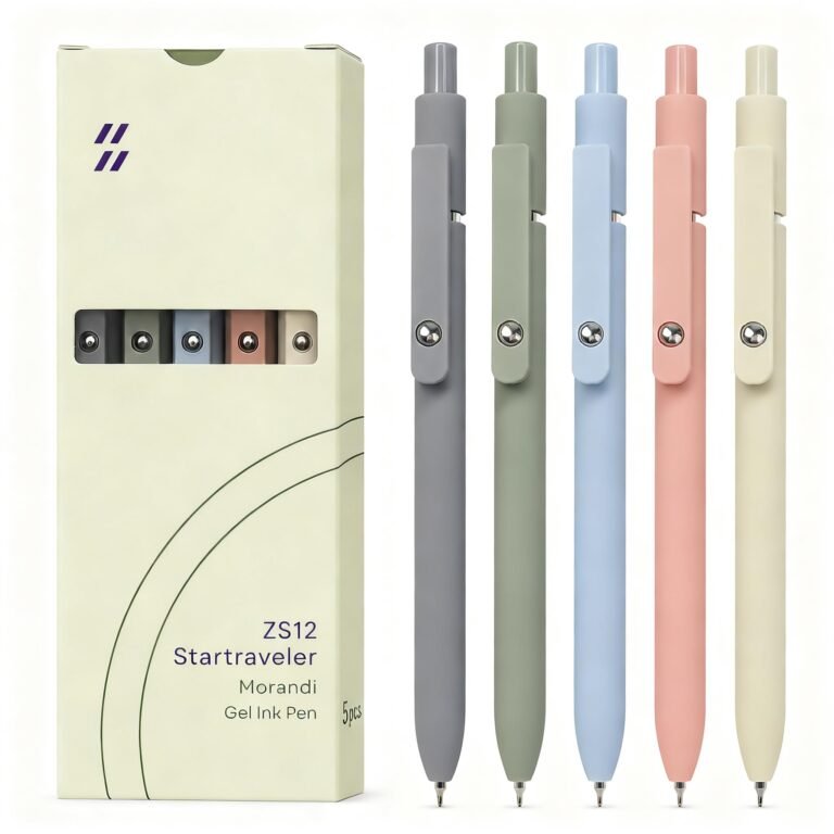 FIOVER Gel Pens, 5pcs 0.5mm Quick Dry Black Ink Fine Point Smooth Writing Pens High-End Series Ballpoint for Office School Supplies