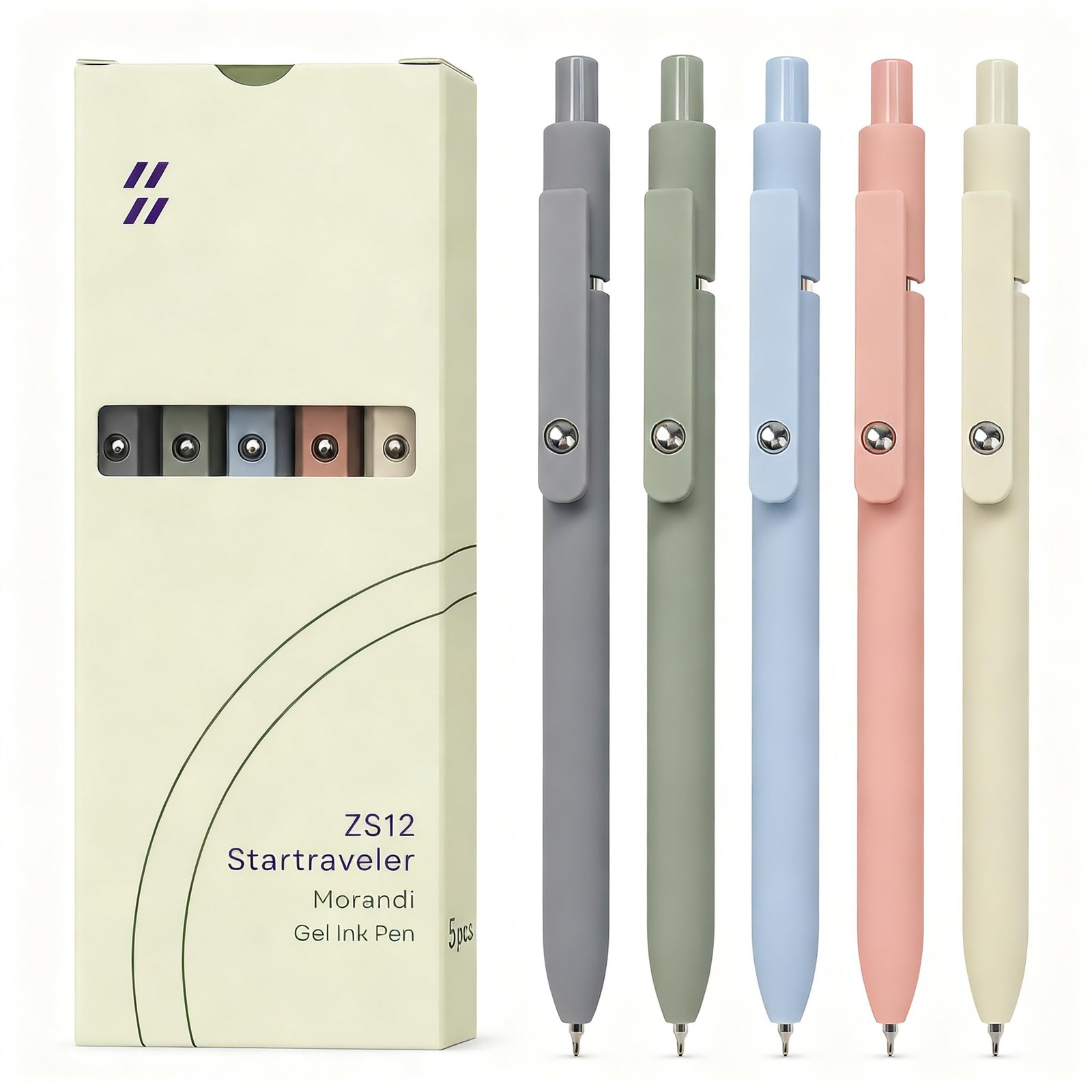 FIOVER Gel Pens, 5pcs 0.5mm Quick Dry Black Ink Fine Point Smooth Writing Pens High-End Series Ballpoint for Office School Supplies