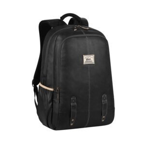 Gear Classic Anti Theft Faux Leather 14 cms Black Laptop Backpack (LBPCLSLTH0101)