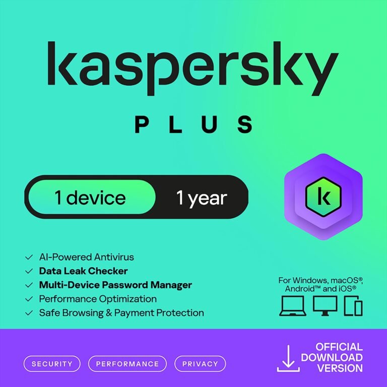 Kaspersky Plus Security | 1 Device | 1 Year | Email Delivery – No CD