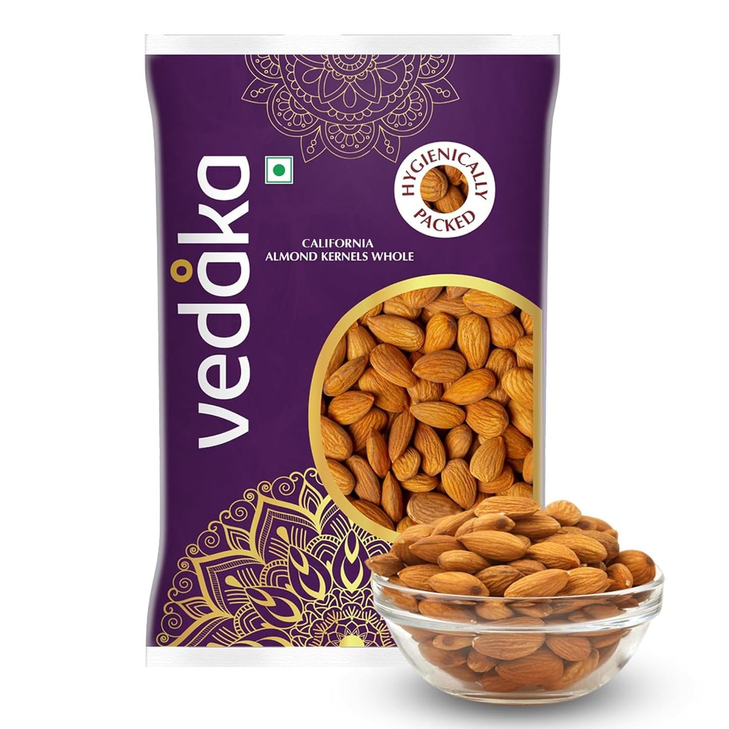Amazon Brand – Vedaka Almonds | 500 g | California Almonds | 100% Natural Badam Giri | Rich In Protein & Dietary Fiber | Crunchy Texture & Delicious Nutty Flavour | No Added Preservatives