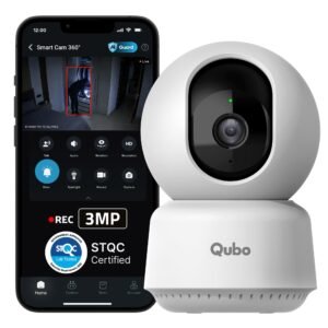 Qubo Smart Cam 360° 3MP | No SD Card Required, Records Directly on Cloud | 2026 Edition – by Hero Group | STQC Certified | AI Person Detection | Intruder Alarm | Night Vision | Two-Way Talk