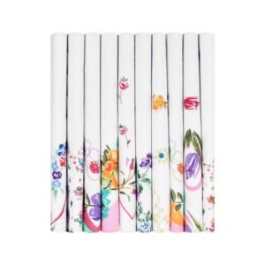 Caruso Italy Women’S Floral 100% Pure Cotton Handkerchief | Hanky For Women | Pack Of 10