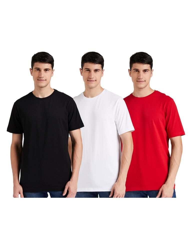 Amazon Brand – Symbol Men’s Solid Cotton T Shirt | Round Neck | Half Sleeve | Plain-Regular Fit (Available in Plus Sizes)