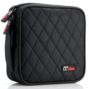CCidea 40 Capacity CD or DVD Case Holder Portable Wallet Disc Storage Binder Nylon CD Bag for Car, Home, Office and Travel Carrying Protector Organizer (Black)