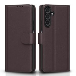Pikkme Flip Cover Leather Finish | Inside TPU with Card Pockets | Wallet Stand and Shock Proof | Complete Protection Flip Case for Samsung Galaxy A15 4G / A15 5G(Coffee)
