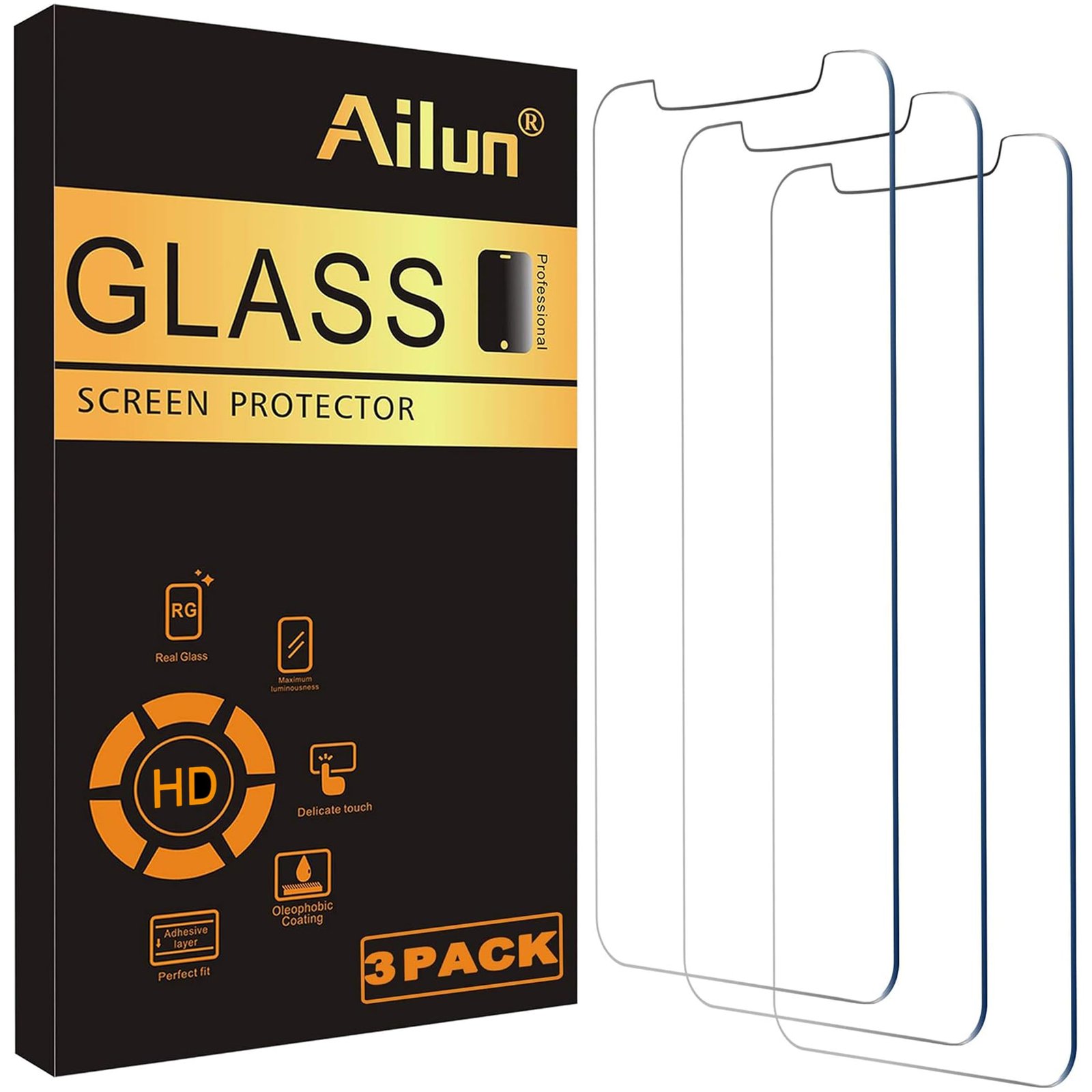 Ailun Glass Screen Protector Compatible for iPhone 12/iPhone 12 Pro 2020 6.1 Inch 3 Pack Case Friendly Tempered Glass