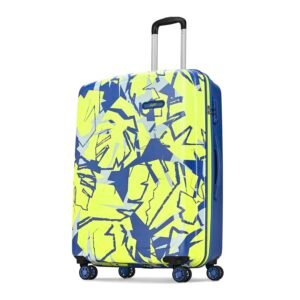 Skybags Lush Printed Large Size Hard Case Trolley Bag, Lime-Blue
