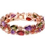 YouBella Jewellery Set Multi-Color AAA Swiss Zircon Rose Gold Crystal Necklace Pendant Ring Bracelet Bangle and Earrings Jewellery Combo for Girls and Women (Bracelet)