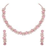 Atasi International Princess Style AD Crystals/Stones Necklace with Earrings Jewellery Set for Women/Girls – Wedding Jewelry/Party & Festival Accessories