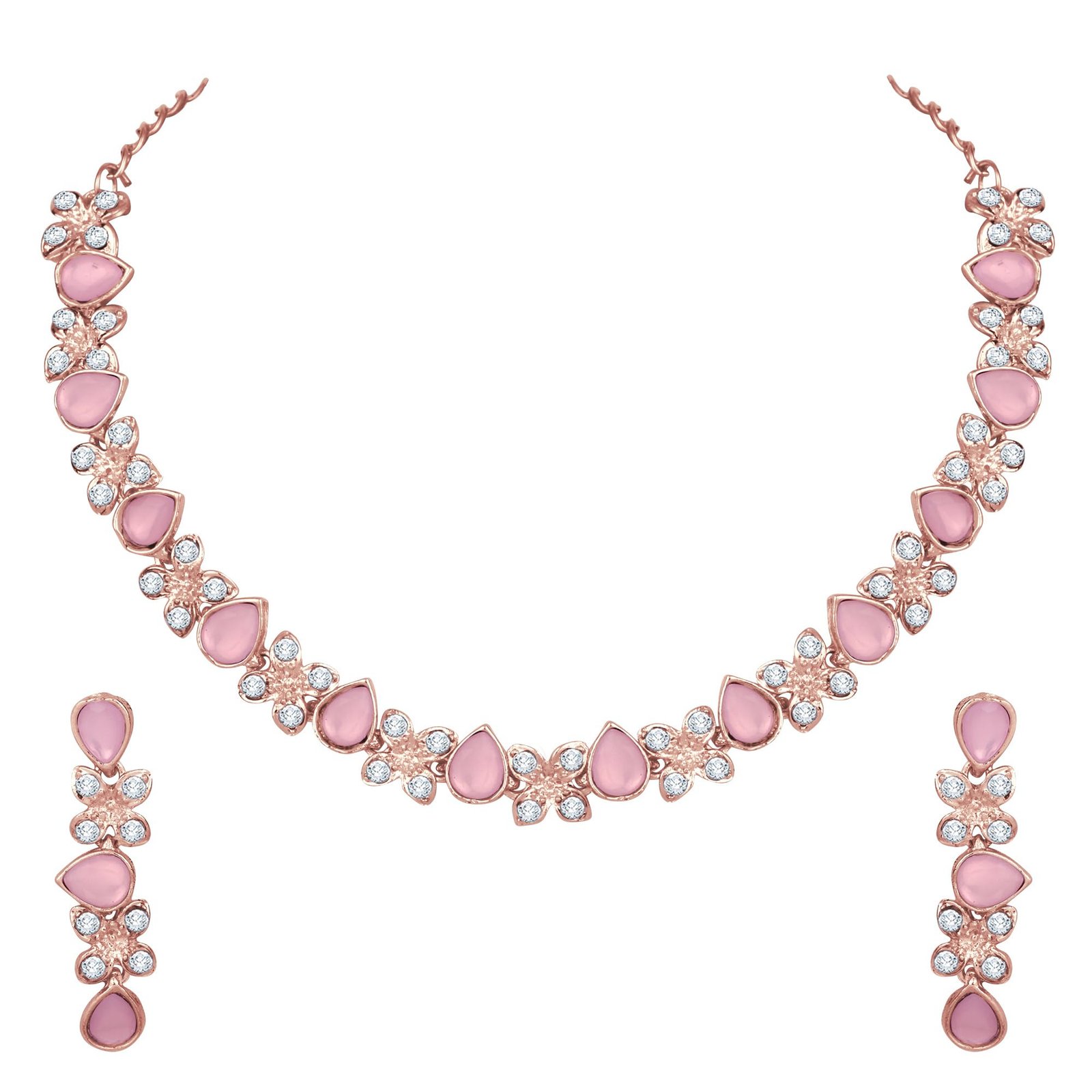 Atasi International Princess Style AD Crystals/Stones Necklace with Earrings Jewellery Set for Women/Girls – Wedding Jewelry/Party & Festival Accessories