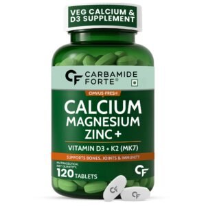 Carbamide Forte Veg Calcium And Vitamin D3 Tablets | Calcium Tablets For Women & Men | Magnesium Zinc Supplement With Vitamin D3 + K2 MK7 To Support Bones Health, Joints & Immunity – 120 Tablets