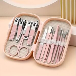 CHONGZFU Nail Clipper Set for Men & Women Professional Manicure & Pedicure Kit Premium Stainless Steel Nail Cutter Set with Scissors, Tweezers, Earpick & Compact Travel Case – 1 (14 in 1 Manicure Kit)