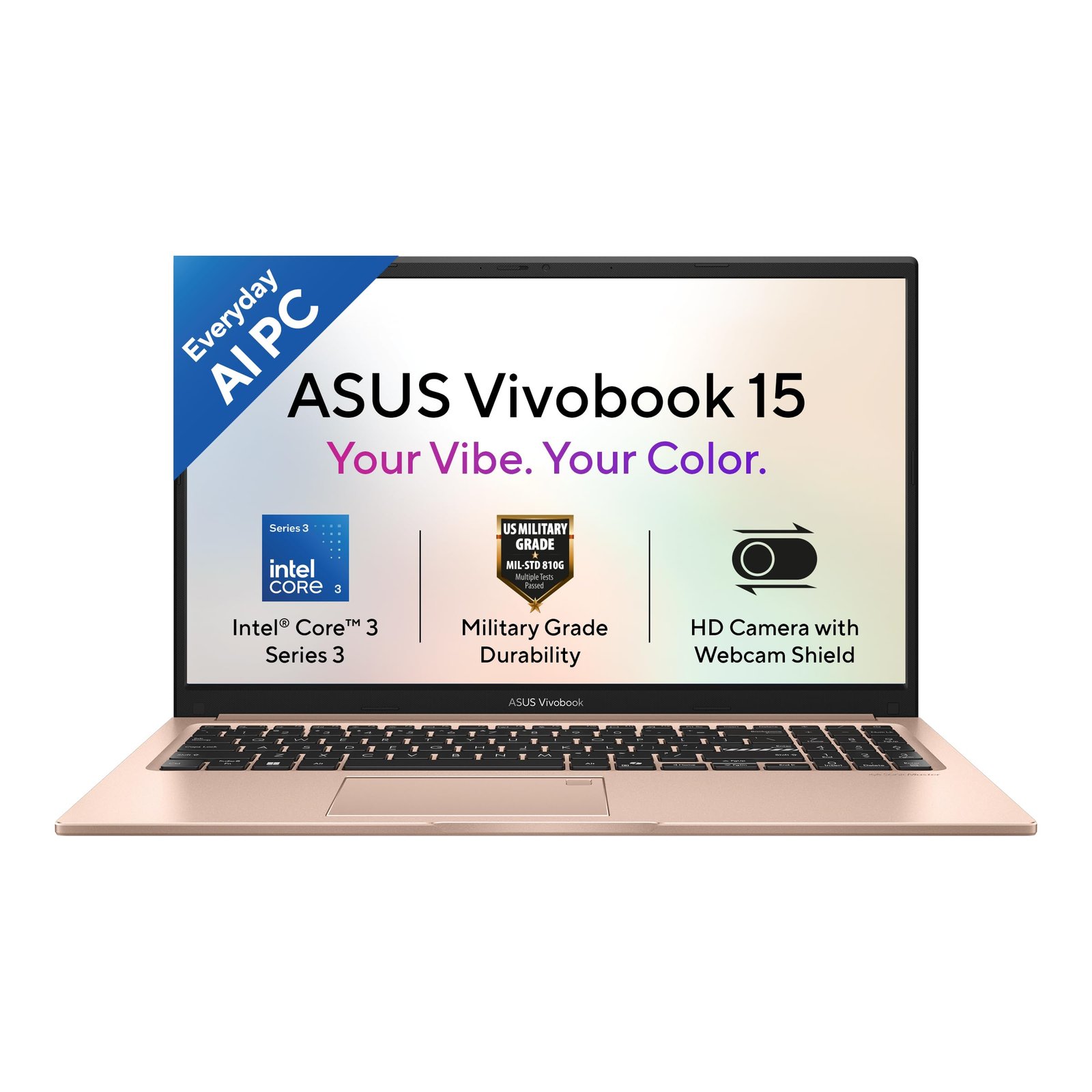 ASUS Vivobook 15 (2026),Intel Core 3 304 (Series 3-Latest Gen),Fingerprint Sensor,8GB RAM,512GB SSD,FHD,15.6″(39.6 cm),Win 11,M365 Basic(1Y),Office 2024,Terra Cotta,1.7 Kg,X1504MA-BQ424WS,AI Laptop