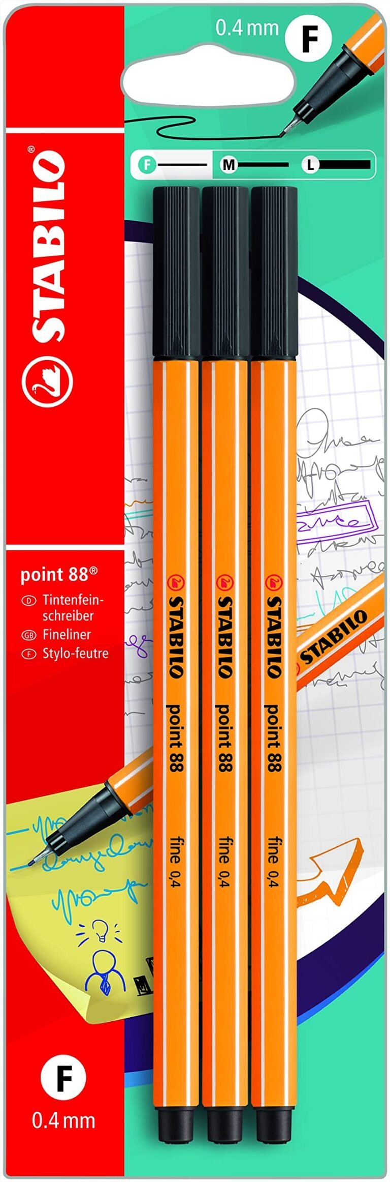 STABILO point 88 Fineliner, 3 Assorted Colours