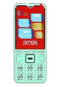 amaq Q1 4g Touch Screen Keypad Mobile|Volte- sim Supports|Dual SIM|2.8 inch Screen|3500 mAh Battery|Supports Whatsapp|Facebook|Instagram|You Tube|Video Calling|Super Touch|Black. (Green)