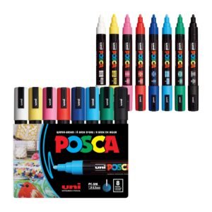 uni Marker Paint Pen,Medium Point Tip,Set Of 18 Colors In Plastic-(Pc-5M18C),clear