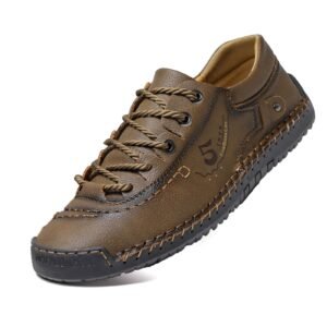 Mens Casual Shoes Summer Breathable Sneakers Loafers Walking Shoes Hand Made Lace-Up Leather Dress Flats Shoes for Driving Business Working Office