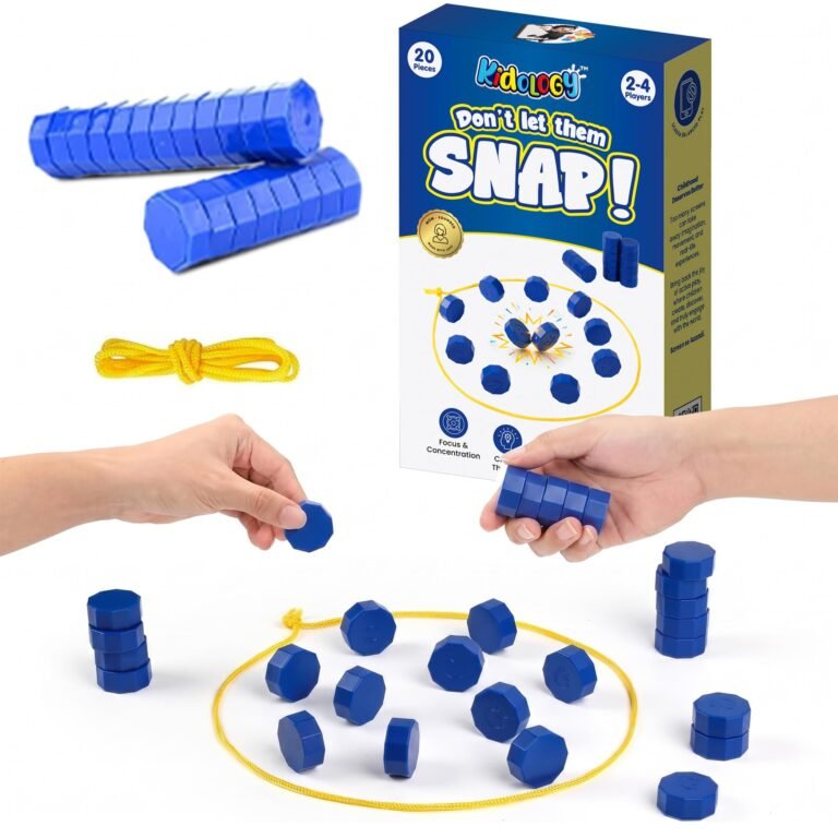 Kidology Magnetic Chess Game for Kids & Adults | Magnetic Stones Strategy Board Game with Rope Boundary | Family Party Travel Game | Brain Teaser Logic Puzzle | Ideal Gift for Boys & Girls (Blue)