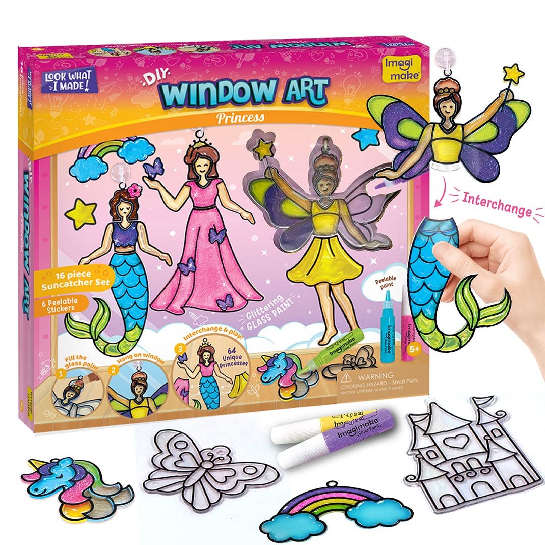 Imagimake DIY Window Art Princess | Glass Painting Kit for Girls 5-9 Years