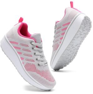 DADAWEN Women’s Platform Wedge Tennis Walking Shoes Breathable Lightweight Casual Comfort Fashion Sneaker (Size:US5-US12)