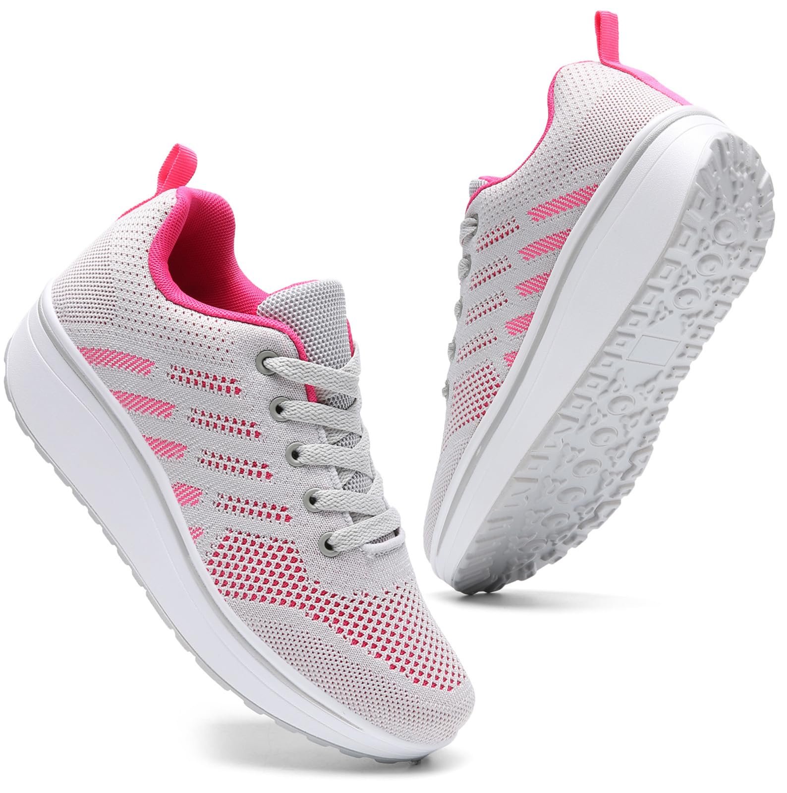 DADAWEN Women’s Platform Wedge Tennis Walking Shoes Breathable Lightweight Casual Comfort Fashion Sneaker (Size:US5-US12)