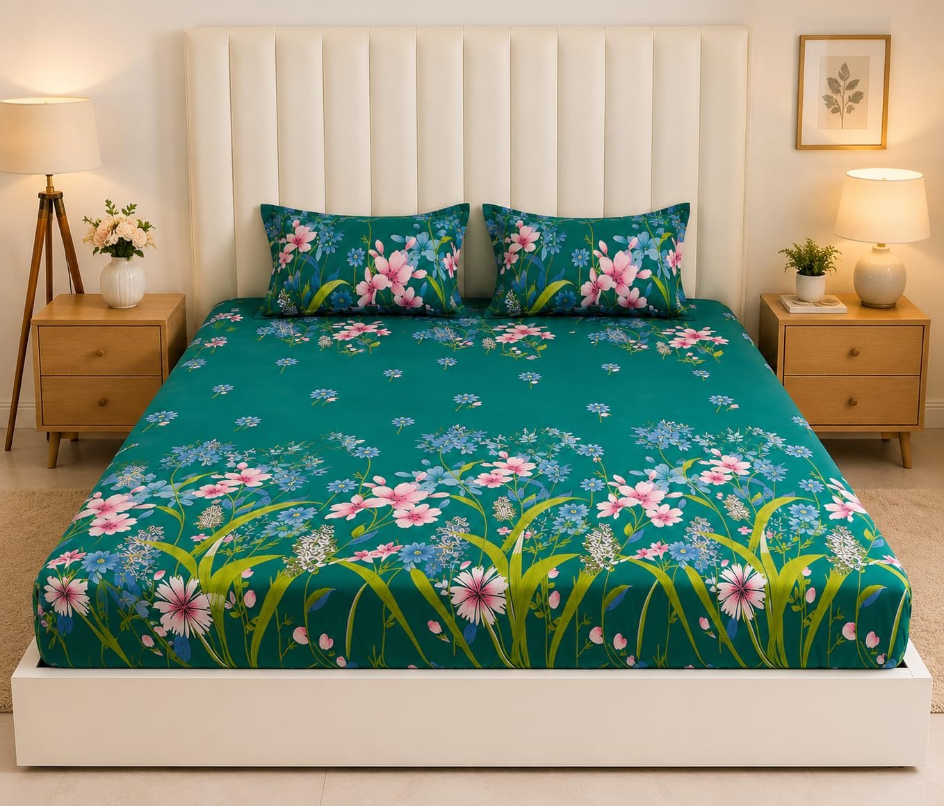 RD TREND King Size BedSheets | 210 TC Polycotton | 360° Elastic