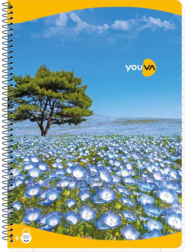 YOUVA Navneet Spiral Long Book For Students And Executives | Spiral Bound With Safety Lock | A4 Size – 21 X 29.7 Cm | Single Line | 300 Pages | Pack Of 1