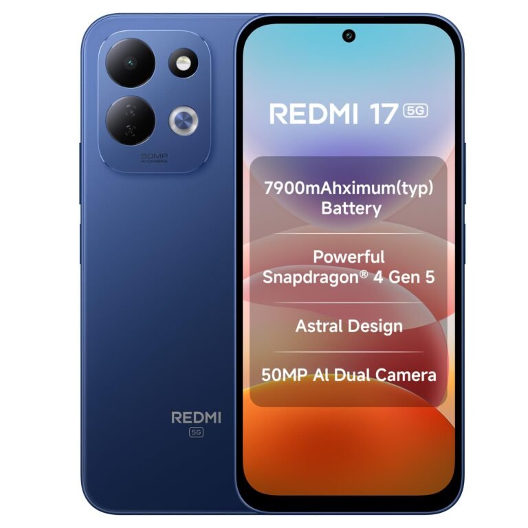 Redmi 17 5G (Endless Blue, 6GB RAM, 128GB ROM) | 7900mAh Battery + 45W Fast Charging | 6.9″ 120Hz Adaptive Display | Snapdragon 4 Gen 5 | 50MP Dual AI Camera | Corning® Gorilla® Glass 7i | IP64