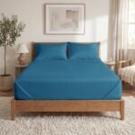 Blue Dahlia 100% Cotton, King Size/Double, Bedsheet (108″ x 108″) + 2 Pillow Covers, Silky Smooth Feel, 300TC Dotted Premium Bedsheet, Colour: Azure Blue Navy