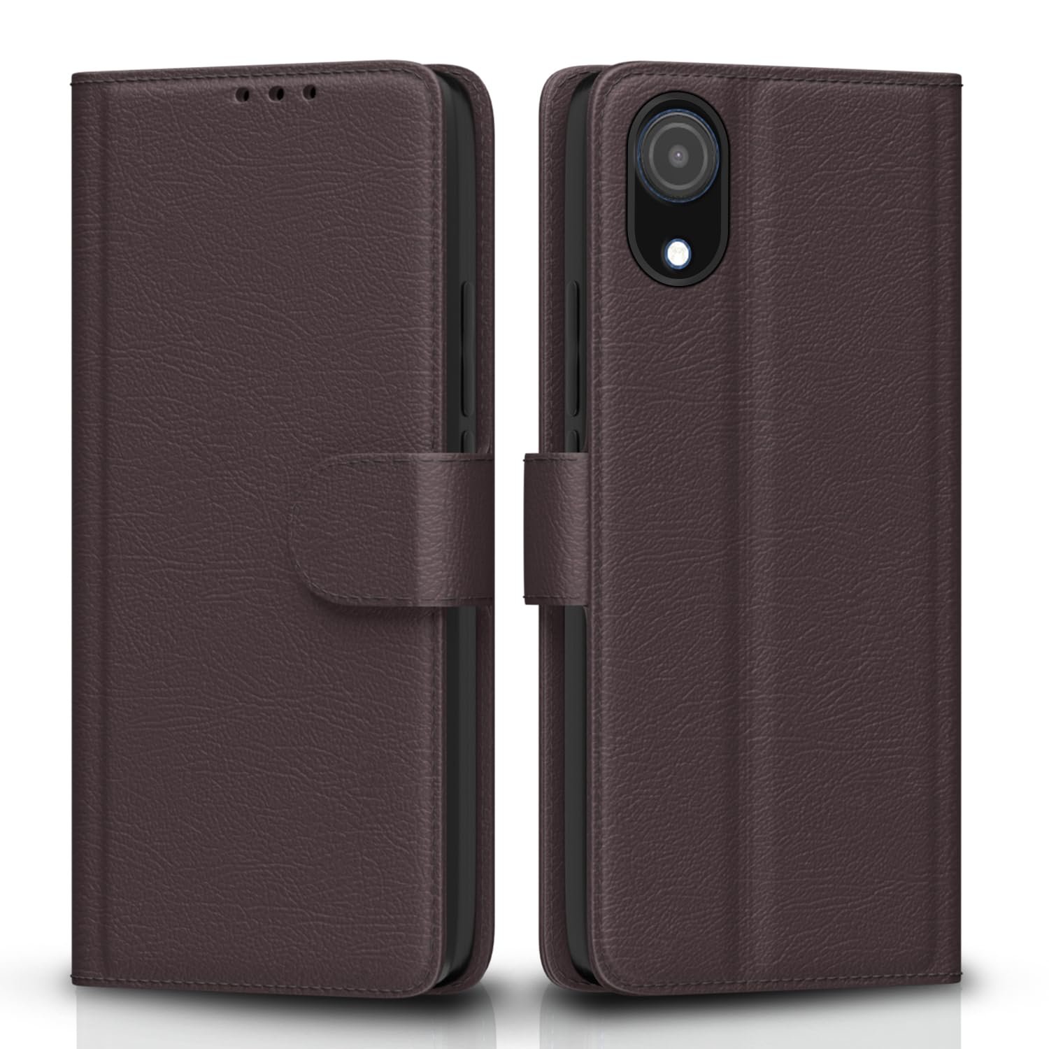 Pikkme Samsung Galaxy A03 Core Flip Case Leather Finish | Inside TPU with Card Pockets | Wallet Stand and Shock Proof | Magnetic Closing | Complete Protection Flip Cover (Coffee)