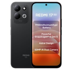 Redmi 17 5G (Absolute Black, 6GB RAM, 128GB ROM) | 7900mAh Battery + 45W Fast Charging | 6.9″ 120Hz Adaptive Display | Snapdragon 4 Gen 5 | 50MP Dual AI Camera | Corning® Gorilla® Glass 7i | IP64