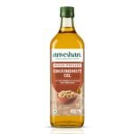 Anveshan Wood Cold Pressed Groundnut (Peanuts) Oil 1 Litre | PET Bottle | Kolhu/Kacchi Ghani/Chekku | Naturally Cholesterol Free | A1 Grade Groundnuts | Rich Aroma & Flavour
