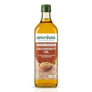 Anveshan Wood Cold Pressed Groundnut (Peanuts) Oil 1 Litre | PET Bottle | Kolhu/Kacchi Ghani/Chekku | Naturally Cholesterol Free | A1 Grade Groundnuts | Rich Aroma & Flavour
