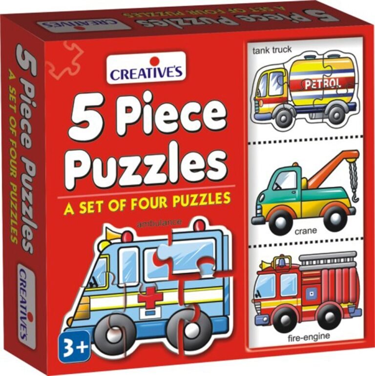 Creative’s 5 Piece Puzzles | Educational Games Jigsaw Puzzles | Fun with Learning Toy | Screen Free | Knowledge of Special Vehicle (Tank Truck, Crane, Fire Engine, Ambulance) for Kids 3 &Up