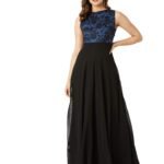 Miss Chase Women’s Brick Red & Dusty Green Boat Neck Sleeveless Self Design Lace Overlaid Regular Dress