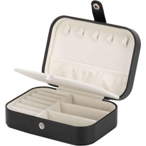 YouBella Jewellery Organisers Gifts MultiLayer PU Leather Portable Home Jwell organizer Storage Box Case with Dividers Container for Rings, Earrings, Necklace for girls and women (Black)