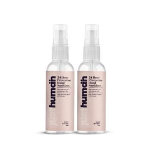 JustHuman 24 Hour Protection Hand Sanitizer Spray- 99.99% Effective Against Germs -70% Alcohol,Made With Usa Technology, Protective Bionic Shield, Skin Friendly And Safe For Kids (Pack Of 2, 50 Ml)