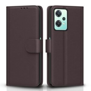 Pikkme Oneplus Nord Ce 2 Lite 5G Flip Case Leather Finish | Inside TPU with Card Pockets | Wallet Stand | Magnetic Closing | Complete Protection Flip Cover for Oneplus Nord Ce 2 Lite 5G (Coffee)