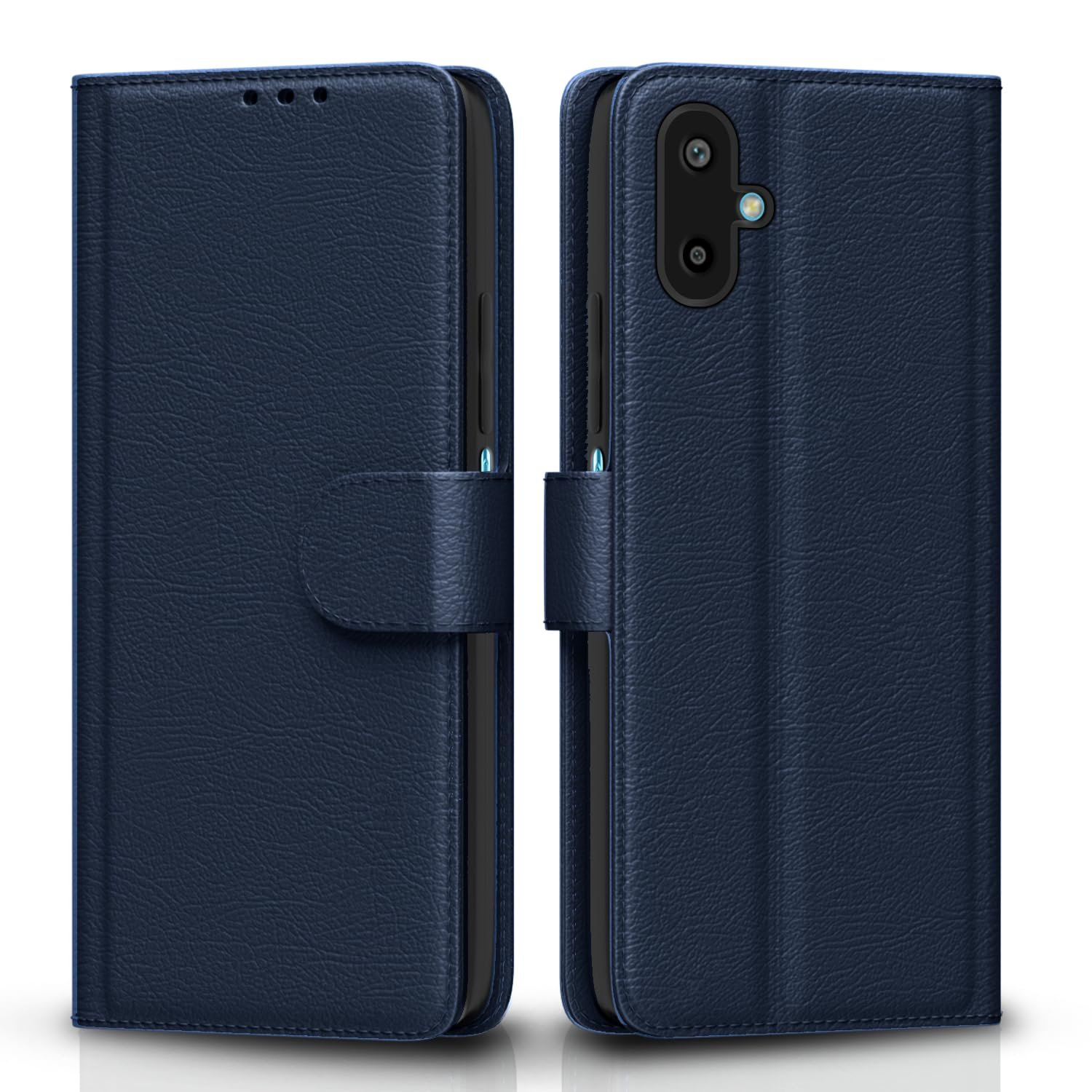 Pikkme Flip Cover for Samsung Galaxy F06 5G / M06 5G Leather Finish | Inside TPU with Card Pockets | Wallet Stand and Shock Proof | Complete Protection Flip Case(Blue)
