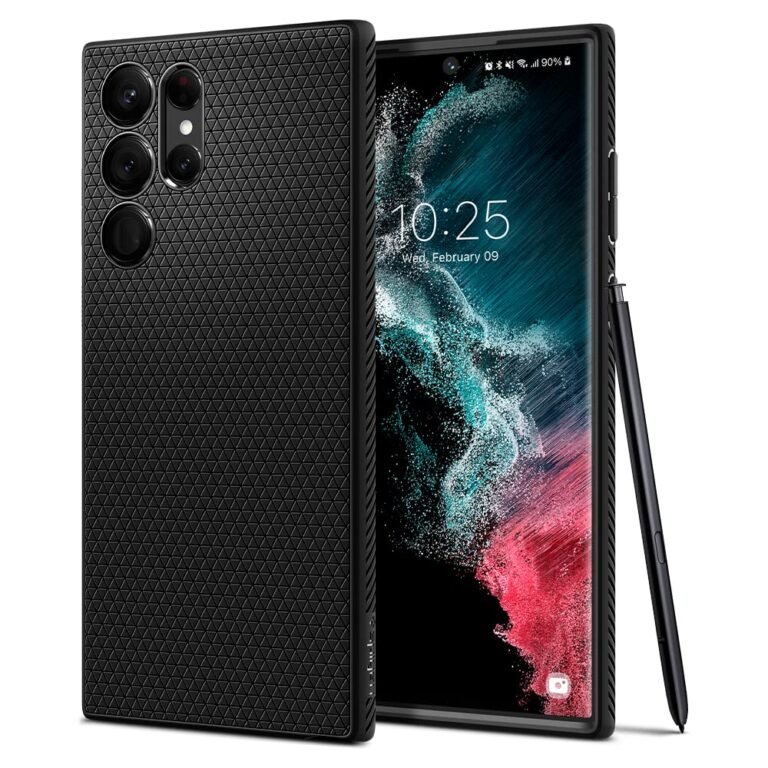 Spigen Liquid Air | Samsung Galaxy S22 Ultra Case [Flexible] [Air Cushion Protection] Galaxy S22 Ultra Back Cover | TPU – Matte Black