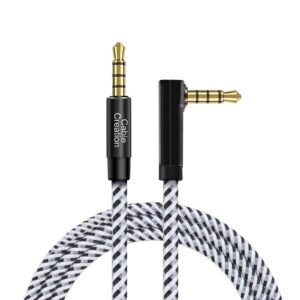 CableCreation 3.5mm Audio Cable 3FT,Angle TRRS 3.5mm Stereo Aux Cable