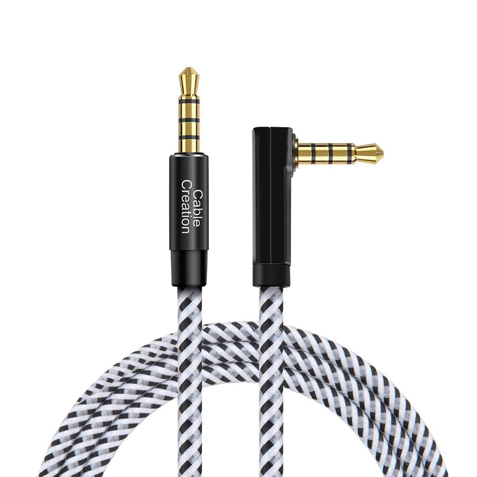 CableCreation 3.5mm Audio Cable 3FT,Angle TRRS 3.5mm Stereo Aux Cable