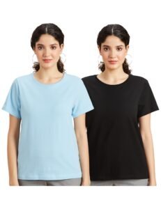 Amazon Brand – Symbol Women Cotton Stretch Regular Fit Round Neck Half Sleeve T-Shirt (Available in Plus Sizes)